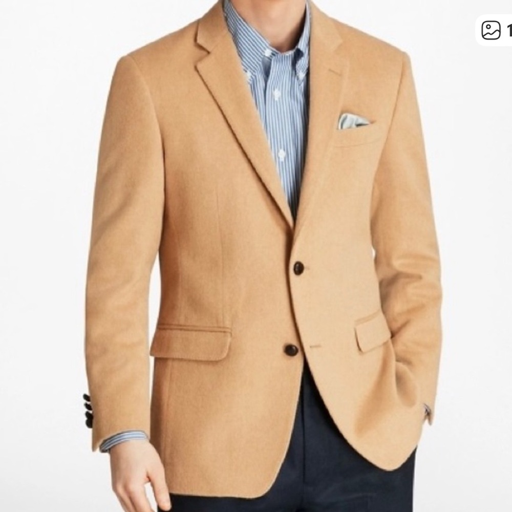 Men's Tan  David Wilson Vintage 100% Camel Hair Sports Blazer Size 45S